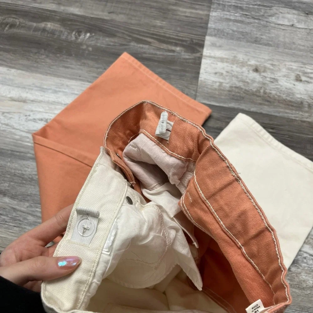 PacSun Kids Muted Clay Gardenia Cream Peachy Girls 12 High Rise Colorblock Pants - Picture 4 of 11